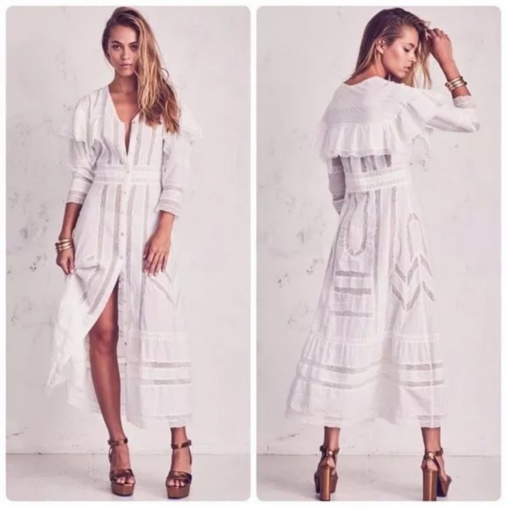 Love Shack Fancy Button Delphine Dress Antique